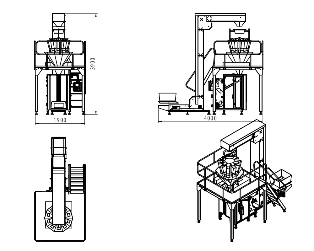 Multihead Weigher VFFS Machine For Granule Products