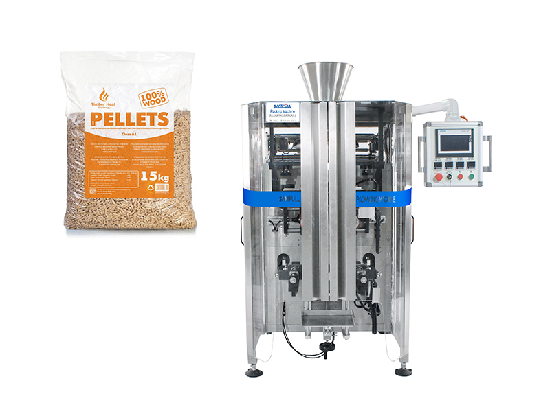 Fully Automatic 5kg 10kg 15kg Wood Fuel Pellets ( woodchips, charcoal ) VFFS Form Fill Seal Packing Machine