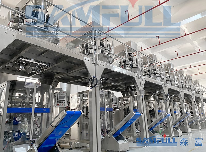 Multihead Weigher With VFFS Vertical Form Fill Seal Packing Machine