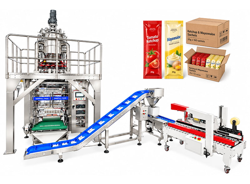 4-Side Seal Liquid Sachet Automatic Counting and Cartoning Line